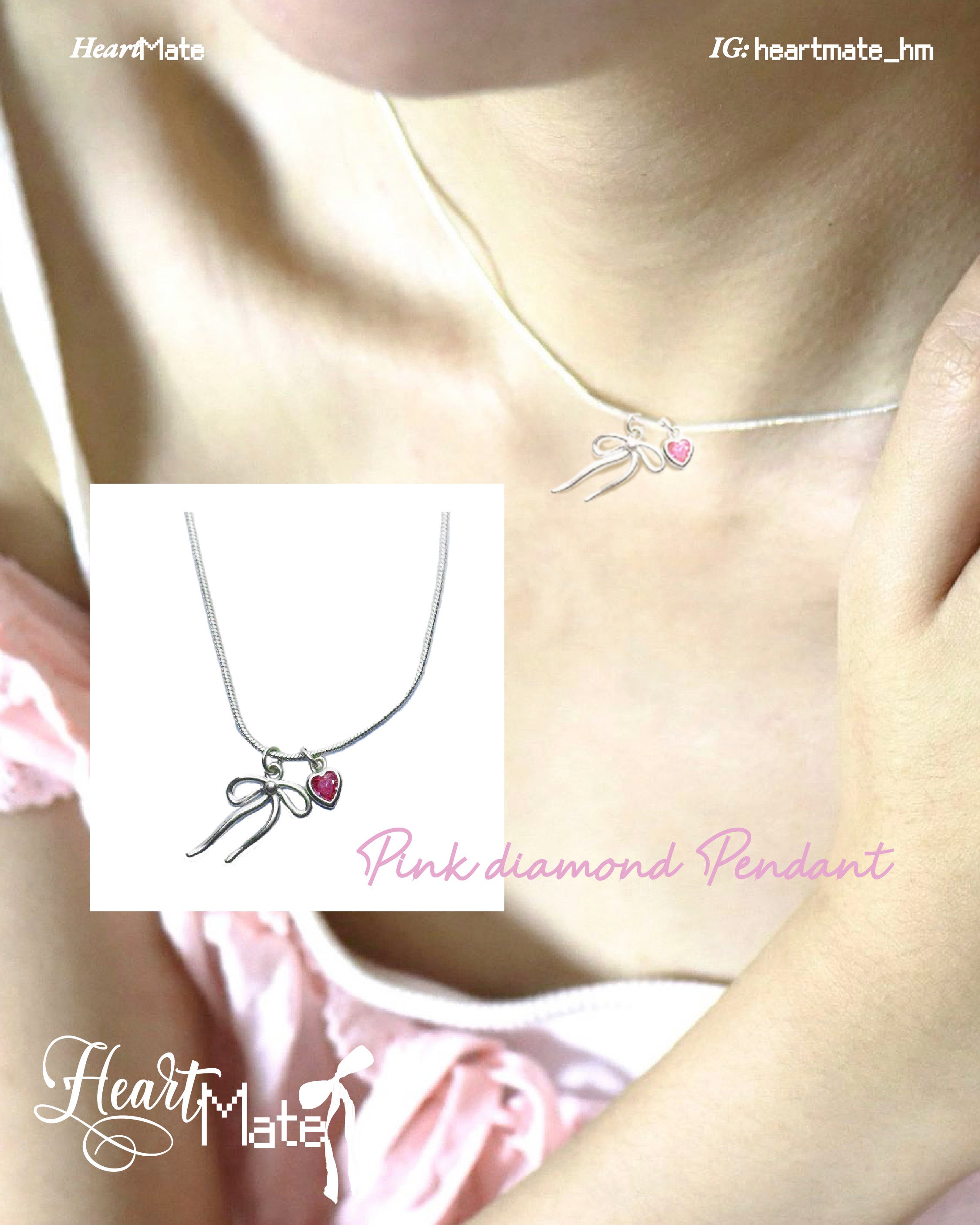 ⋆.𐙚 ̊Pink diamond Pendant