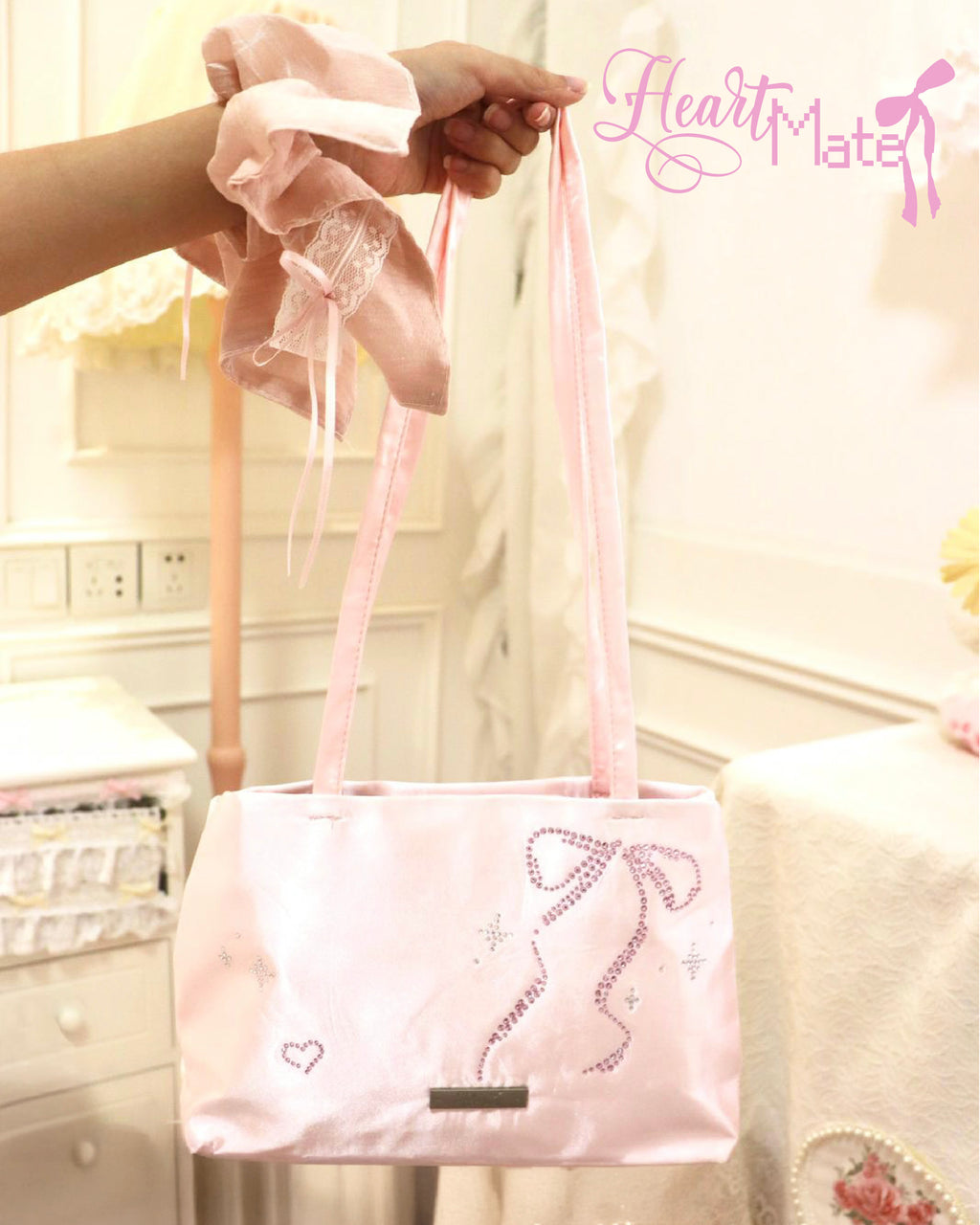 ⋆. 𐙚Pink Bow Crush Bag